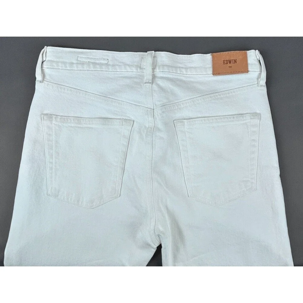 EDWIN Hana Classic Tapered Button Fly 5 Pocket White denim Jeans size 27 - Picture 5 of 12